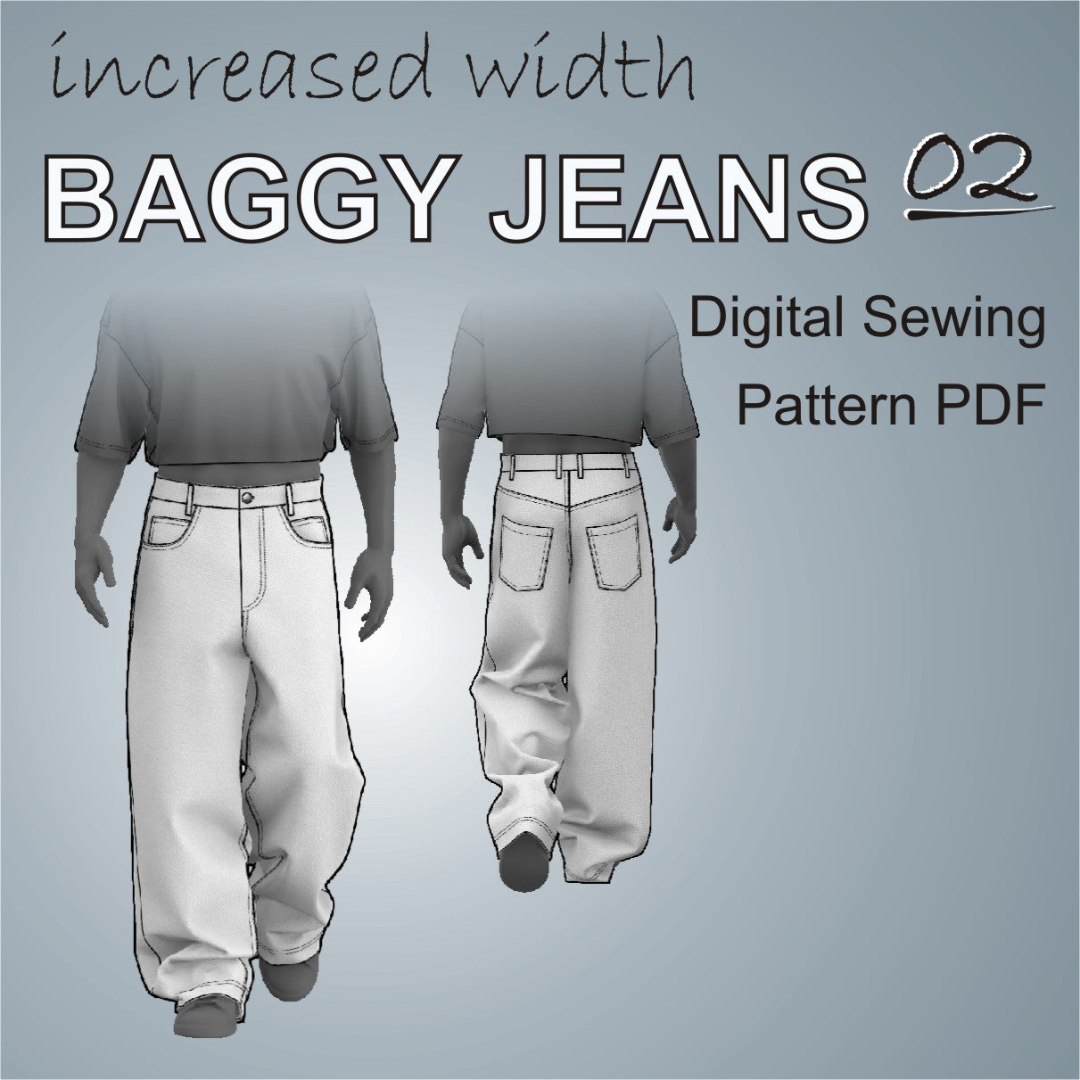 Baggy Jeans 02 (wider) sewing pattern PDF