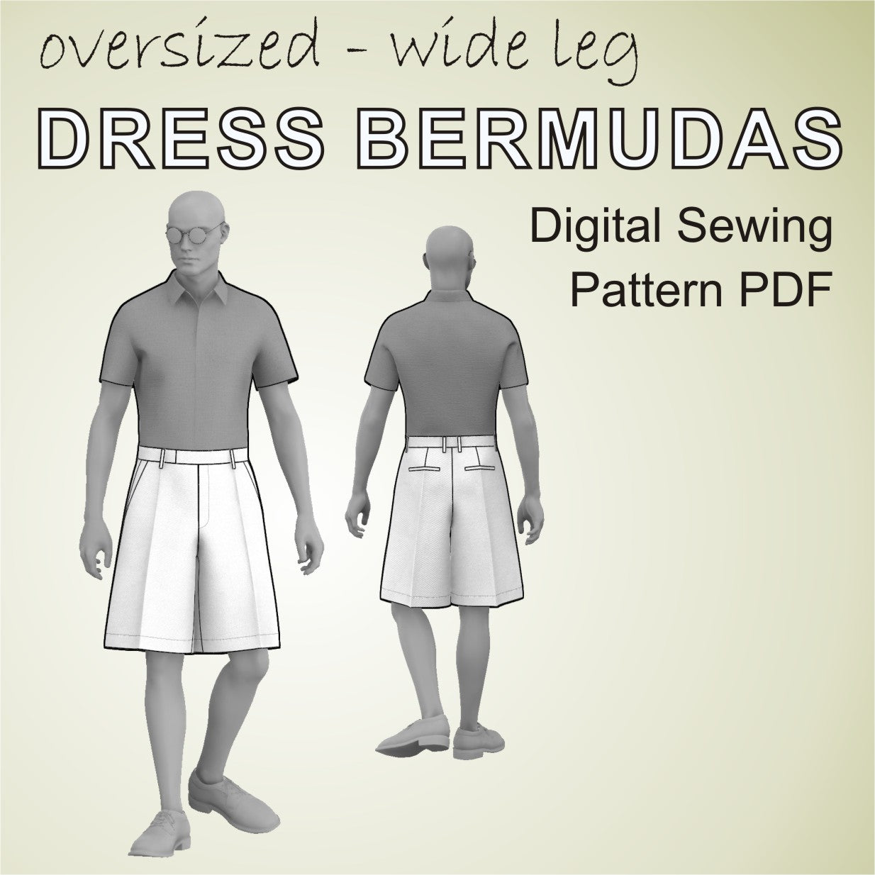 Oversized Bermudas / Dress Shorts Sewing Pattern PDF for men – mascultory Oversized Bermudas / Dress Shorts Sewing Pattern PDF for men – mascultory