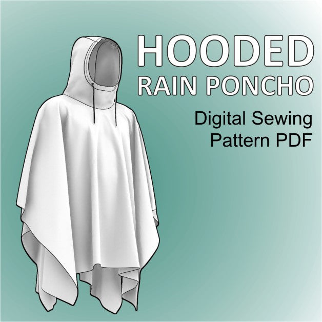 Simple Hooded Rain Poncho Cape Sewing Pattern PDF