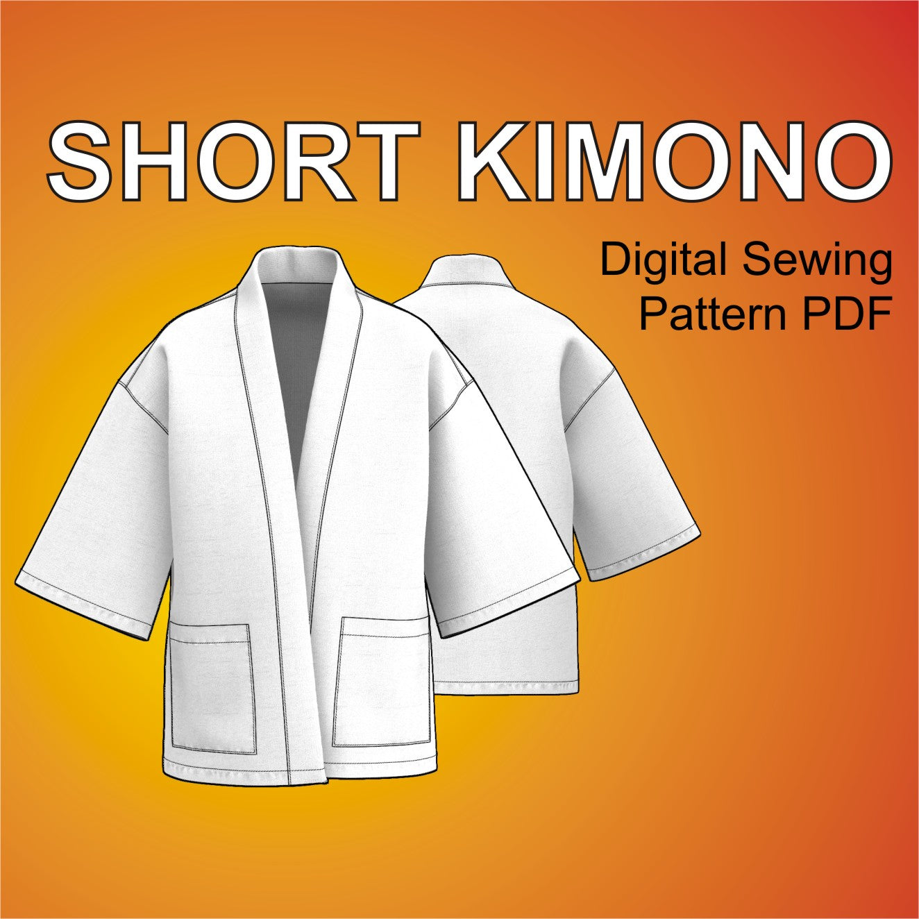 Oversized Short Kimono Sewing Pattern PDF - Main Image