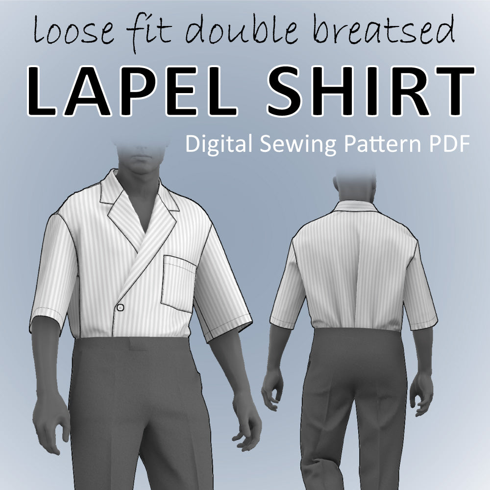 dress shirt sewing pattern Oversized Double Breasted Lapel Shirt Sewing Pattern PDF for men –  mascultory