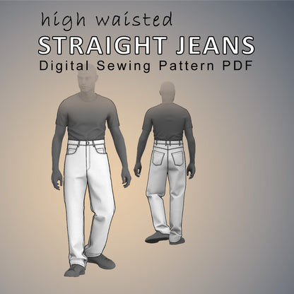 Hi-Waist Straight Jeans