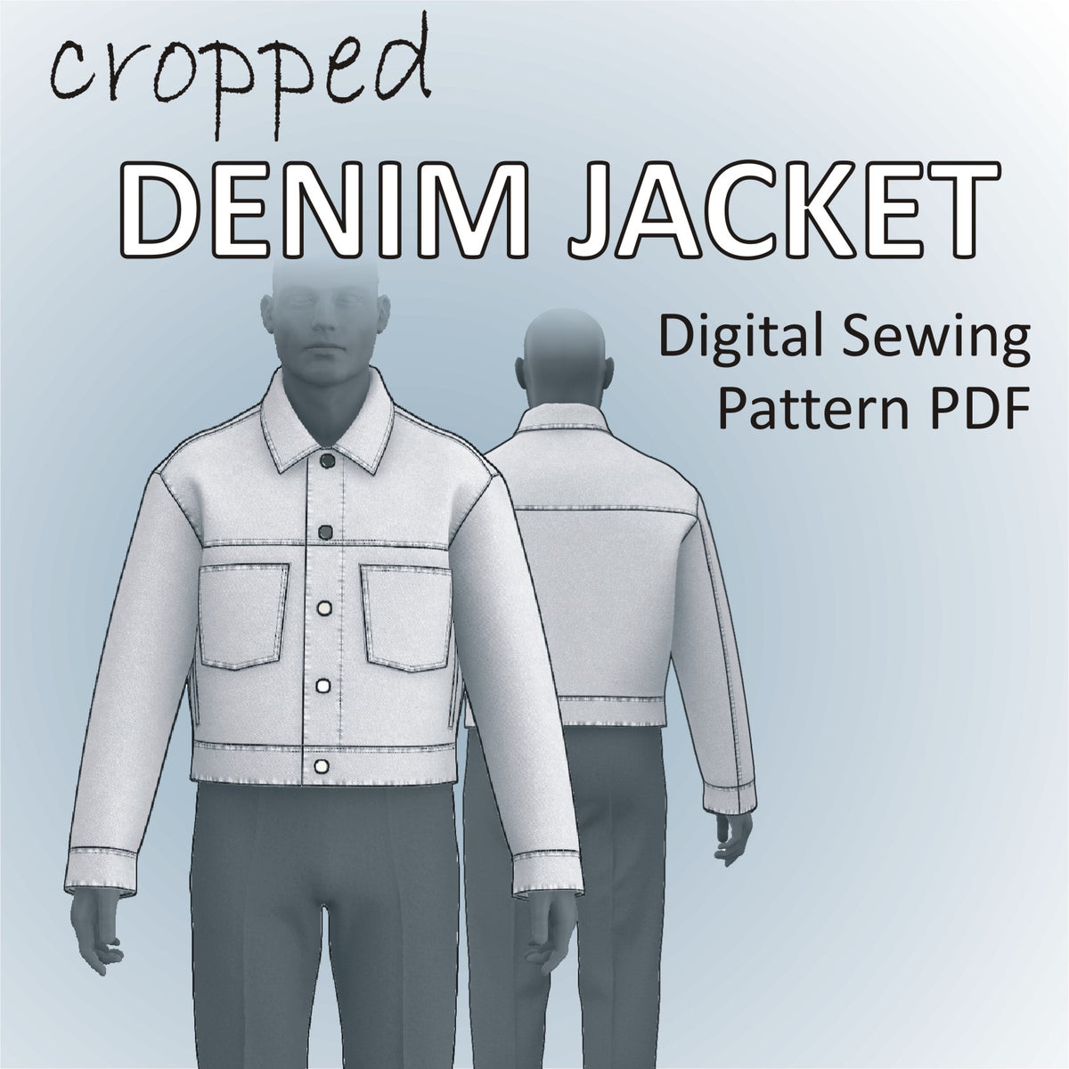 Cropped Denim Jacket Sewing Pattern PDF for men – mascultory