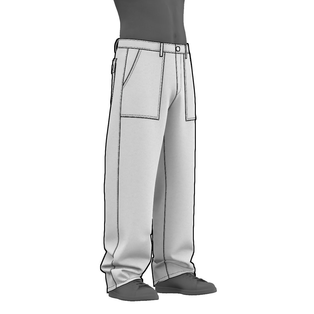 Fatigue pants sewing pattern - fly front construction