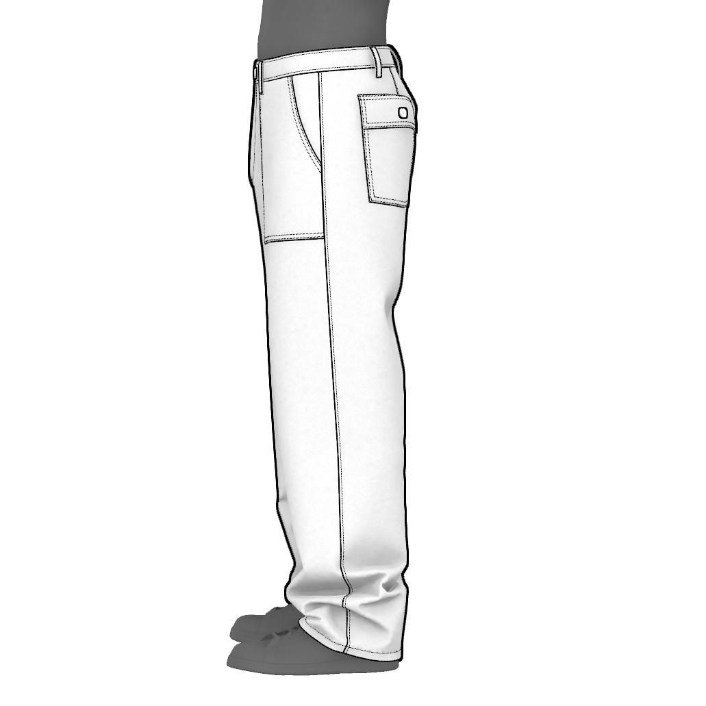 Fatigue pants sewing pattern - pattern piece overview