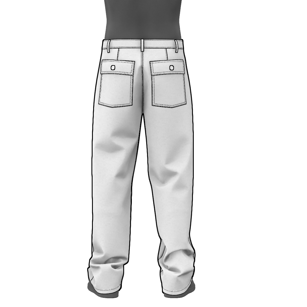 Fatigue pants sewing pattern - front pocket detail