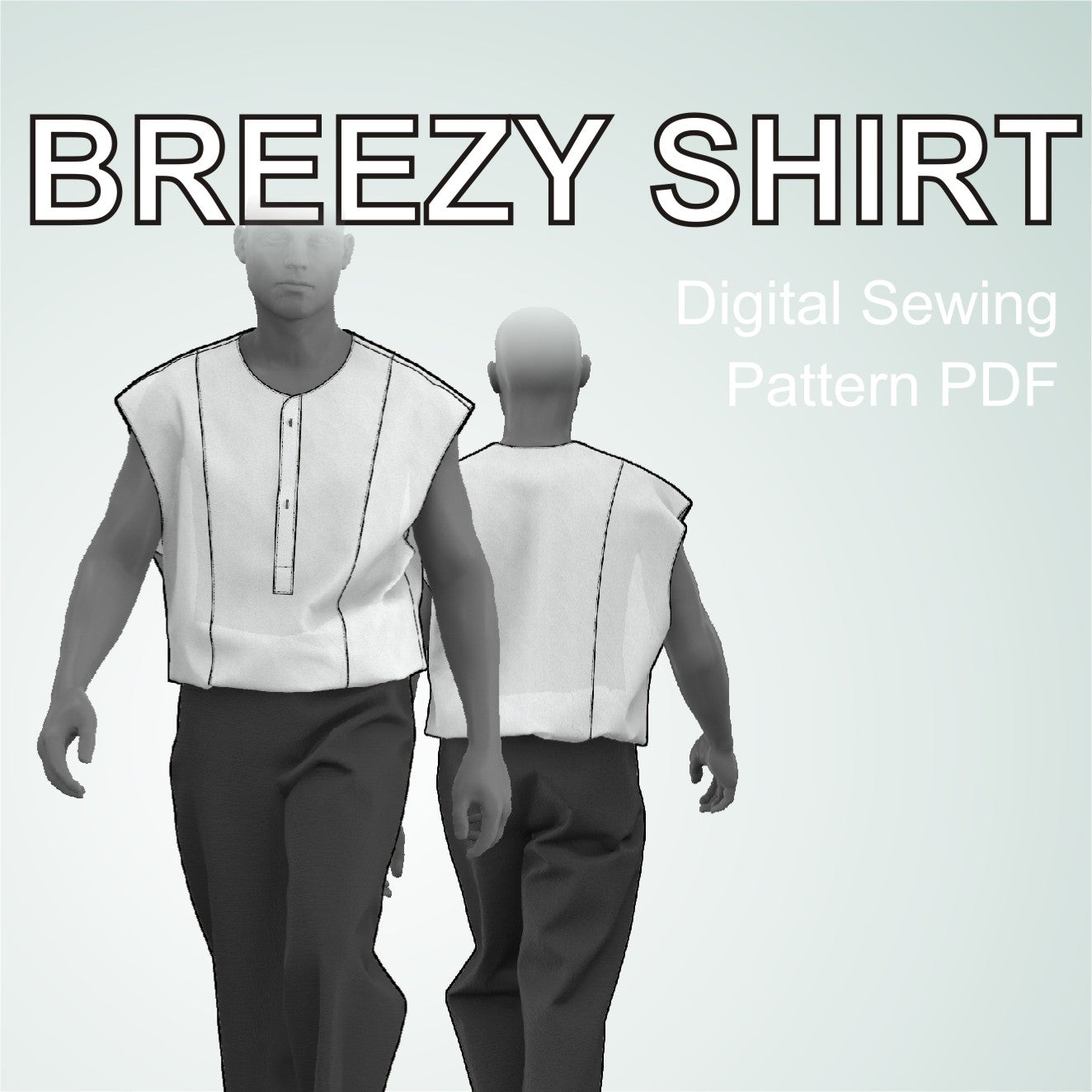 sleeveless breezy shirt sewing pattern pdf for men