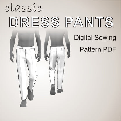 classic dress pants sewing pattern pdf for men