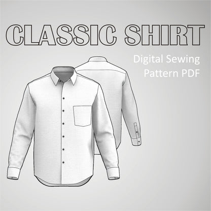 classic shirt sewing pattern pdf for men