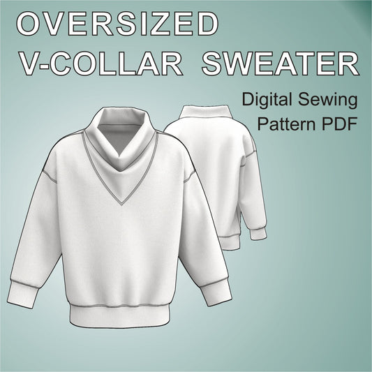 mascultory oversized v-collar turtle neck sweater sewing pattern pdf cover