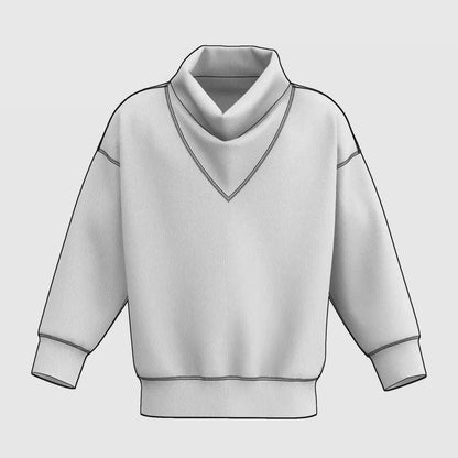 Oversized V-Collar Turtle Neck Sweater