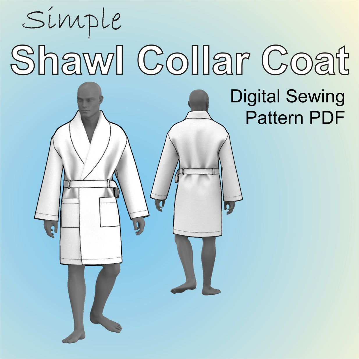 simple shawl collar bathrobe coat easy sewing pattern pdf for men