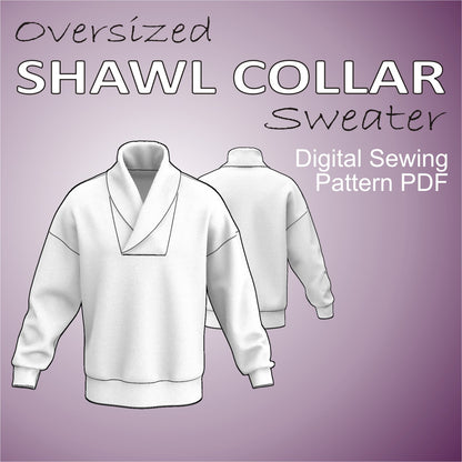 retro shawl collar sweater sewing pattern pdf for men