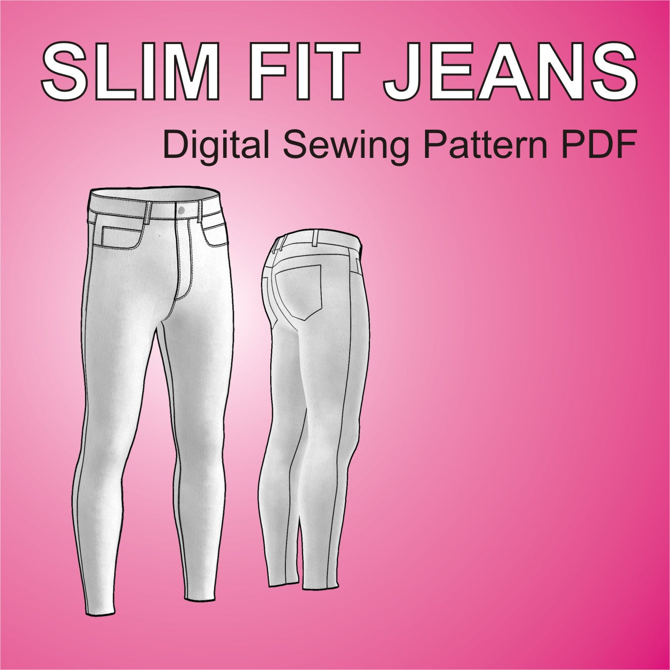 slim fit jeans sewing pattern pdf for men