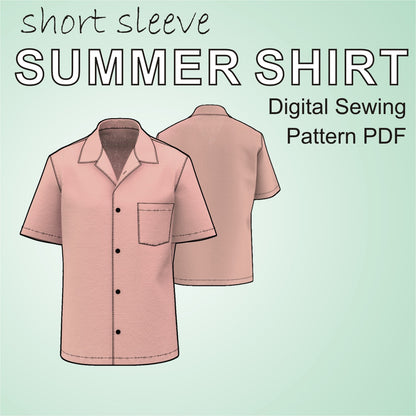 bowling shirt sewing pattern pdf for men